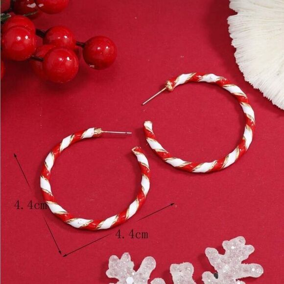 Christmas Candy Hoop Earrings - Picture 2 of 11